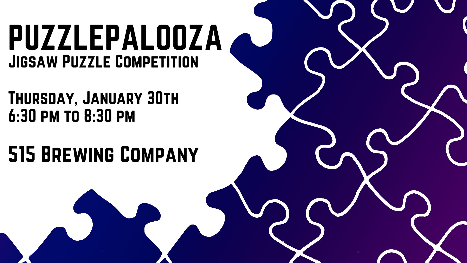 The Rook Room Presents Puzzlepalooza Jigsaw Puzzle Competition Header Graphic