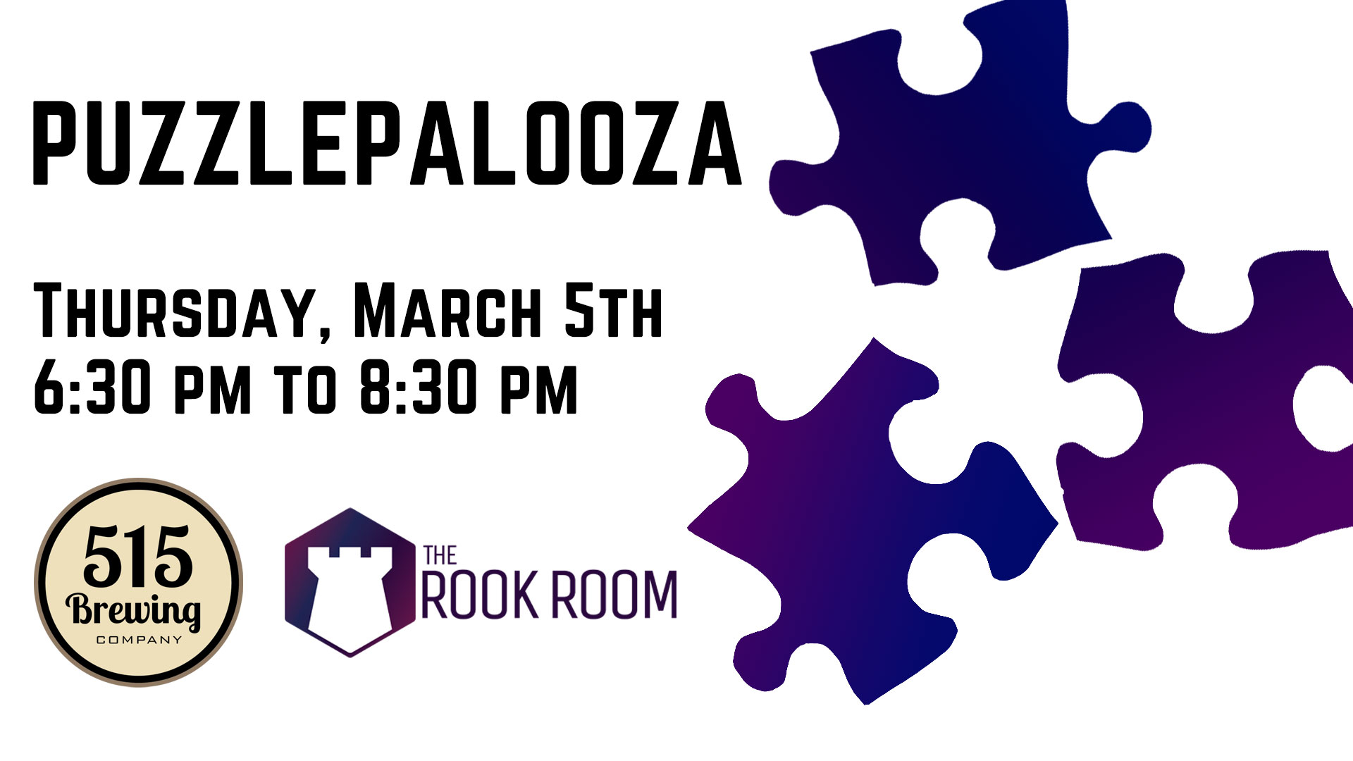 Puzzlepalooza Jigsaw Puzzle Competition on March 5th