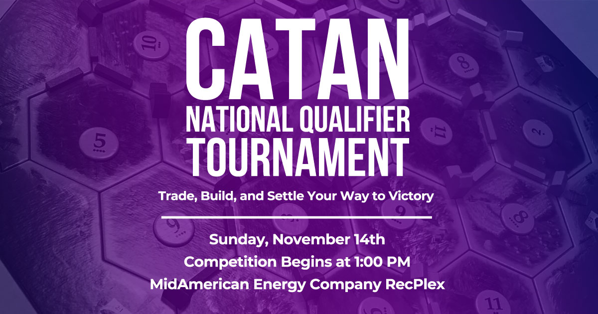 Catan National Qualifier Tournament West Des Moines Iowa Info Banner