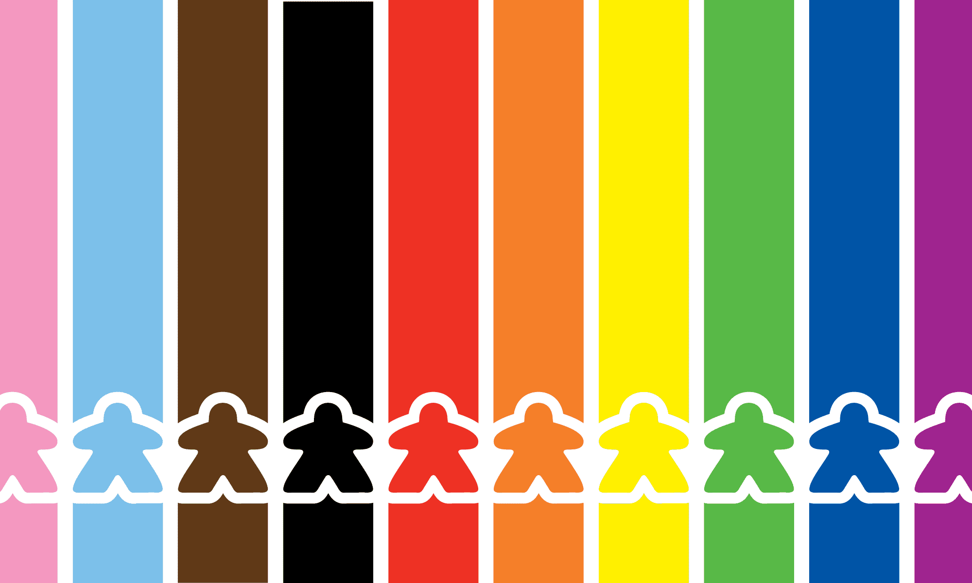 LGBTQIA Board Games and Creators Rainbow Meeples Banner