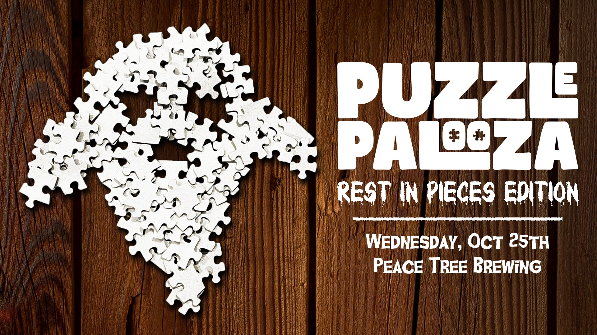 Halloween Puzzlepalooza Rest in Pieces Edition Peace Tree Brewing Des Moines Event Image
