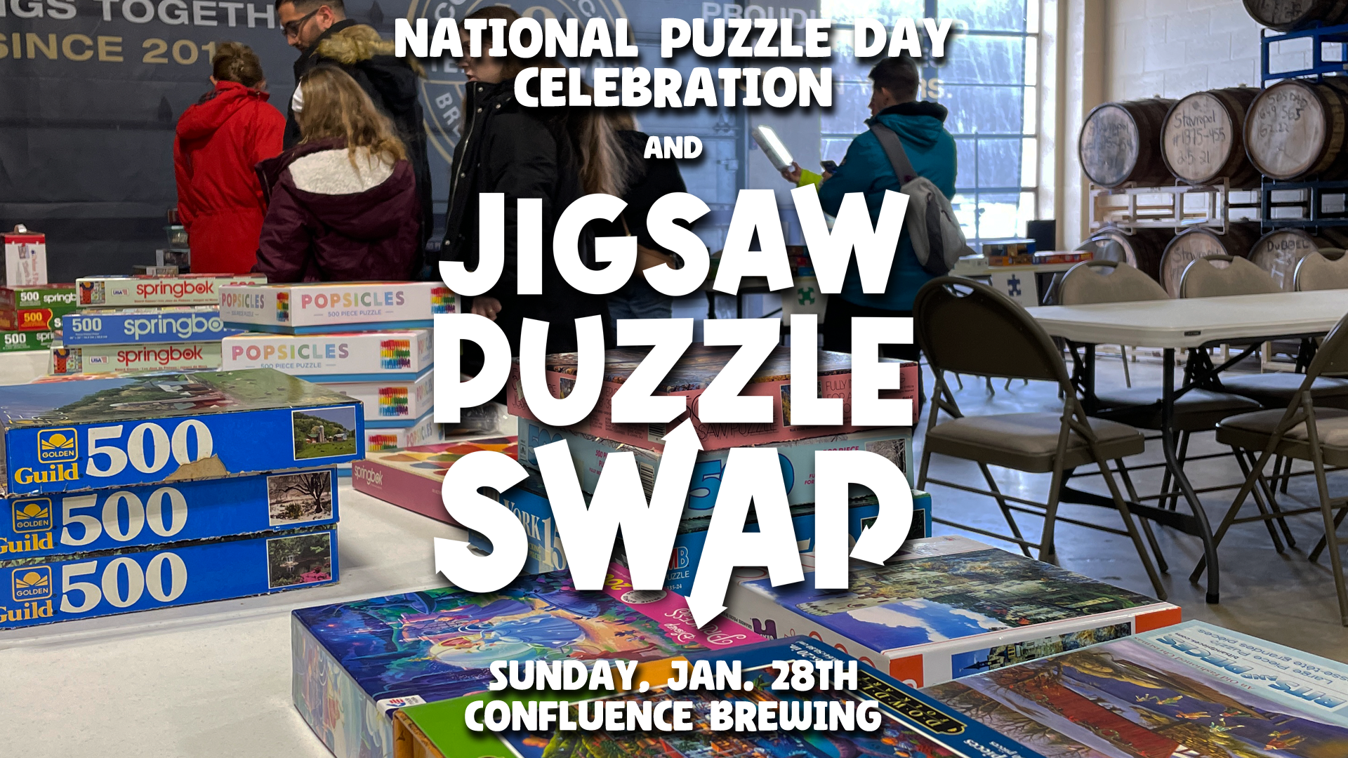 National Puzzle Day Celebration and Jigsaw Puzzle Swap with The Rook Room at Confluence Brewing Company January 28, 2024 Event Image