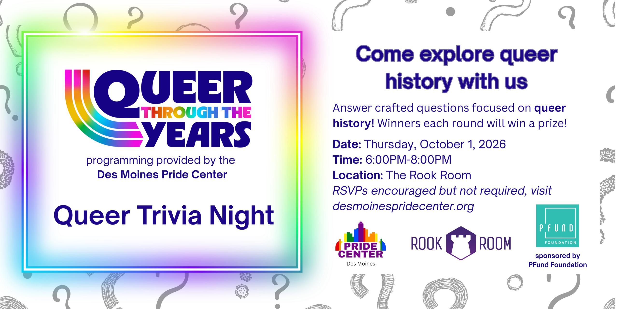 Des Moines Pride Center Trivia Night Event Graphic